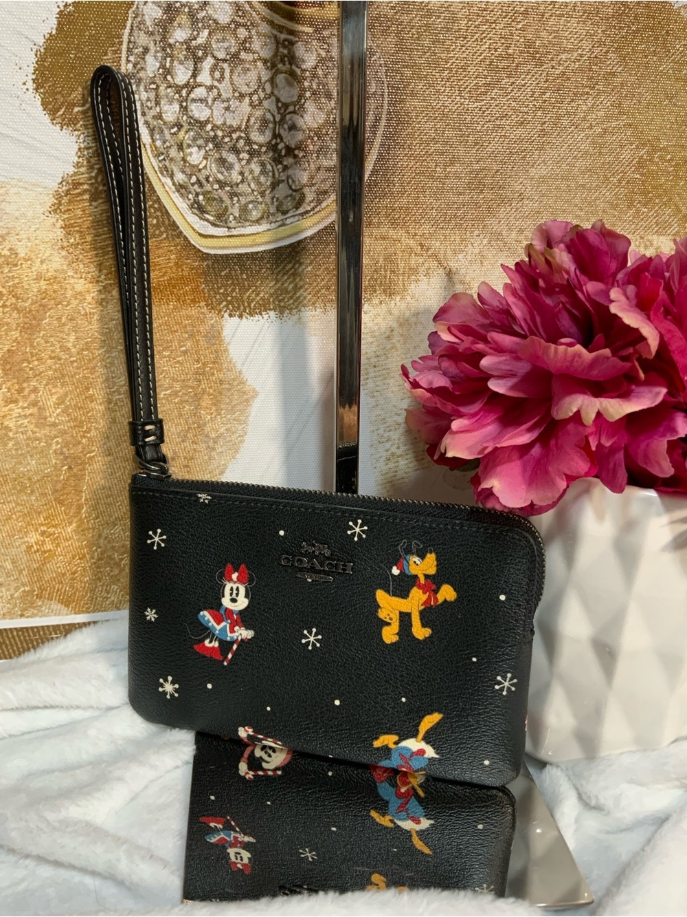 Coach Black Disney Character Leather Wristlet